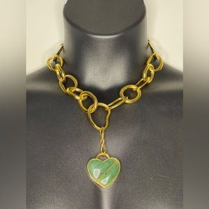 Lizzie Fortunato Porto Chain Necklace with Evergreen Heart Pendant